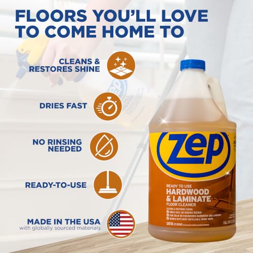 Zep Hardwood & Laminate Floor Cleaner Pack of 2 - 1 Gallon Each, Professional-Grade