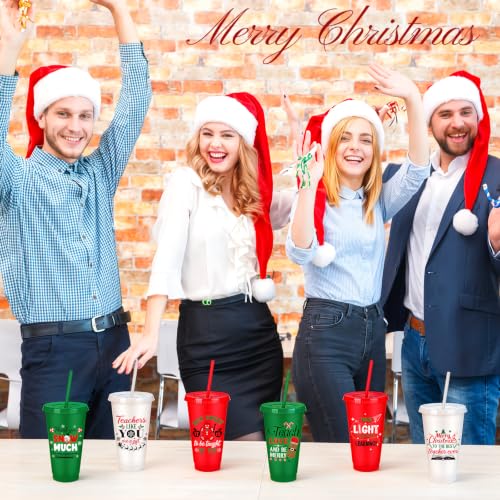 Vesici 24pcs Christmas Teacher Appreciation Gift Cups Set with Straws & Lids