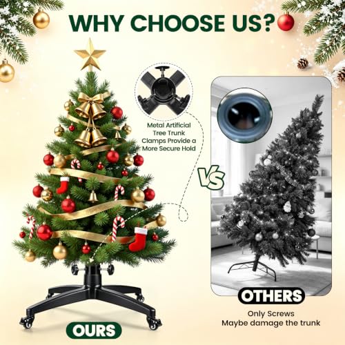 Rolling Christmas Tree Stand with Wheels, 7.5 ft fits 1-2.8 in trunk – Black