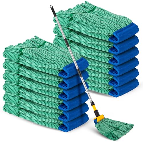 Green Hushee 6-Pack Large Microfiber Tube Mop Heads - Heavy Duty, Looped End, 18 oz
