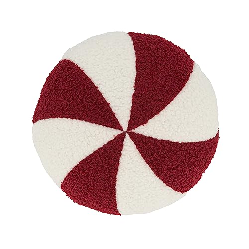 Minty Delight Peppermint Candy Throw Pillow 16" Red/White Reversible Decor