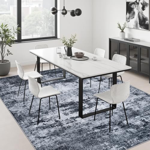 FXRHLP 6x9 Black Washable Indoor Area Rug for Living Room, Modern Non-Slip Carpet