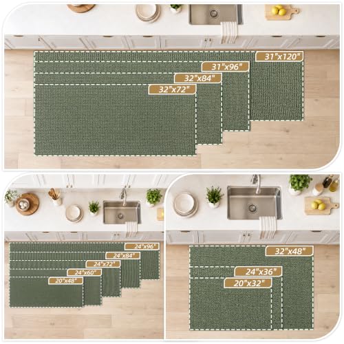 Kitchen Rugs Non-Slip 24x36 Inch Green Floor Mat - Absorbent & Durable