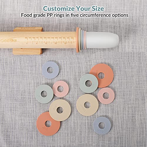 Geesta Adjustable Wooden Rolling Pin with 5 Thickness Rings - Western Style
