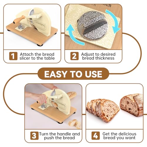 Vanerepok Large White Manual Bread Slicer with Adjustable Thickness for Homemade Sourdough