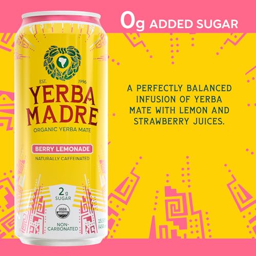 Guayaki Organic Yerba Madre Berry Lemonade Energy Drink, 15.5 Oz Pack of 12