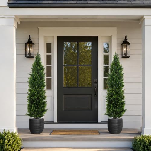 5ft Artificial Cedar Topiary Trees Set of 2 with Ground Spikes - Convivuala