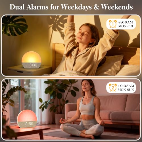 KEPLUG Sunrise Alarm Clock Sound Machine Gray Dual Alarm, Sunset Light & Sleep Sounds
