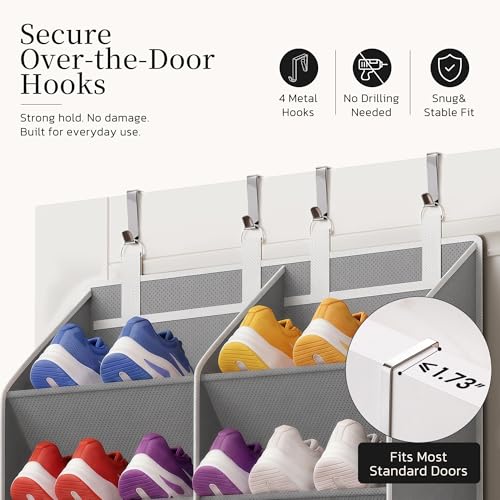 Criusia Gray Over the Door Shoe Organizer - 20-30 Pairs, 10-Tier Hanging Storage