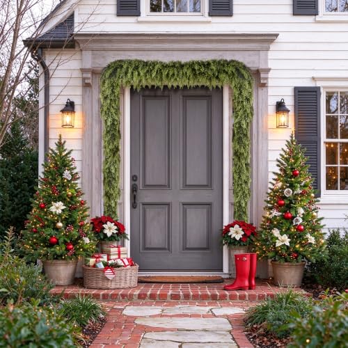 SIECCY 4 Pack 6ft Artificial Cedar Garlands Real Touch Winter Greenery for Christmas Decorations