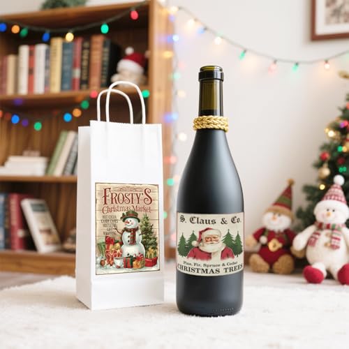 44 Pack Vintage Christmas Wine Bottle Labels Waterproof Stickers