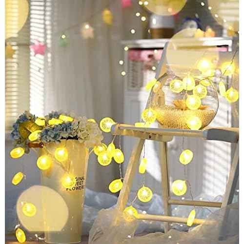 Lemon String Lights, Merdeco 10ft 20 LED Plug in Lemon String Lights Warm White Fairy Lights for Birthday Party Wedding Home Decoration