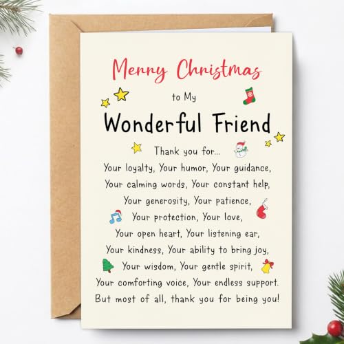 PTRUKD Christmas Card for Wonderful Friend MC-KM-421 – Blank Inside 5 x 7