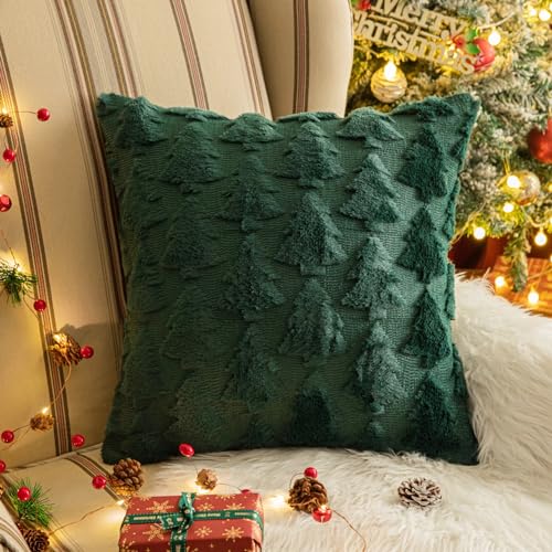 AQOTHES Set of 2 Christmas Tree Green Throw Pillow Covers 24x24 - Holiday Home Decor