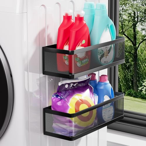 2-Pack Magnetic Wall Shelves for Laundry Room Storage - WOCUBEHOME