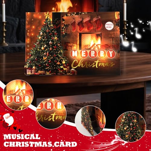 Ecloverlife Christmas Music & Lights Pop-Up Card with Envelope - Holiday Greetings