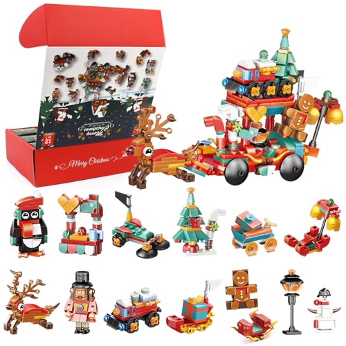 Aviski Multicolor 12-in-1 Christmas Building Blocks Advent Calendar for Kids