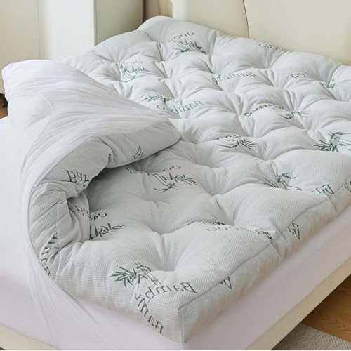 Whatsbedding Queen Memory Foam Mattress Topper 5 Inches Bamboo Viscose Cooling