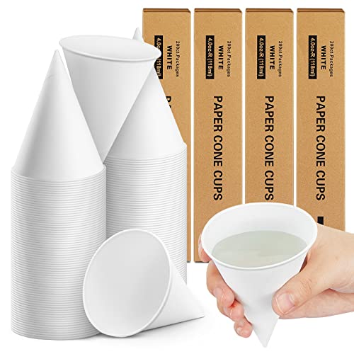 Roshtia 4 oz Paper Cone Cups for Water Cooler Dispenser, Pack of 800