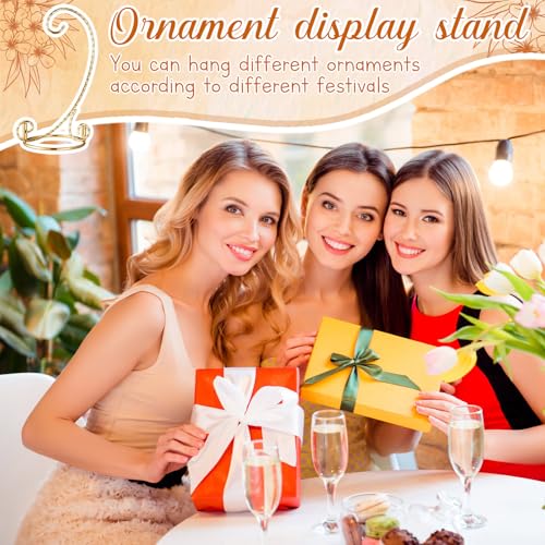 1 Pcs Ornament Display Stand 7.5 H Ornament Stand Holder Hanging Terrarium Bracket Air Plant Holder Hanging Hook for Christmas Home Party Wedding Decoration(Gold)