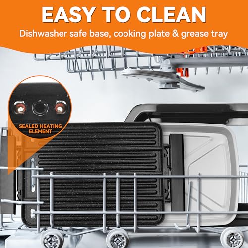 Baker’s Friend Indoor Griddle & Grill Panini Press 2-in-1 Electric Reversible Plate