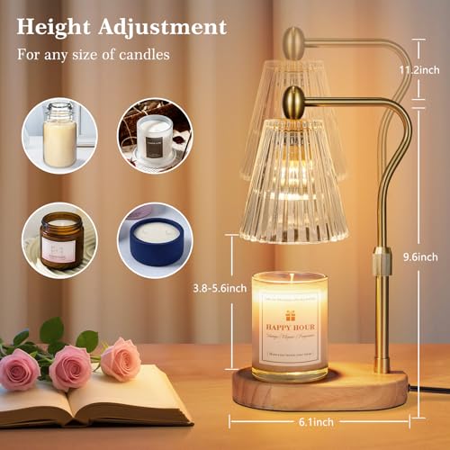 Imenlox Candle Warmer Lamp with Timer & Dimmer, Adjustable Height - Amber / Manual Control, Perfect for Home Decor & Gifts