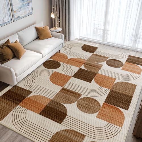 Large Machine Washable Modern Geometric Area Rug 6x9 ft - Soft Non-Slip Home Decor