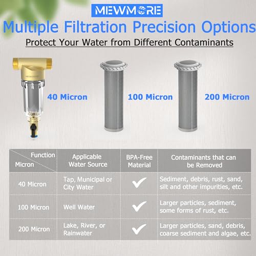 Whole House Spin Down Sediment Filter 40/100/200 Micron with 1" MNPT & 3/4" FNPT