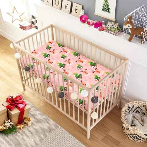 UOMNY Crib Sheet Christmas Fitted Crib Sheets Baby Sheet for Standard Crib and Toddler Mattresses Nursery Bedding Sheet Crib Mattress Sheets for Boys and Girls 1 Pack Space Toddler Sheet