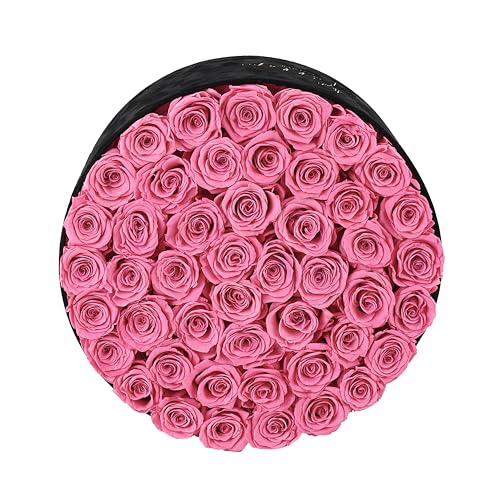 Pink Forever Roses Bouquet - Preserved Roses in a Gift Box - 47 Real Flowers - Soklopi