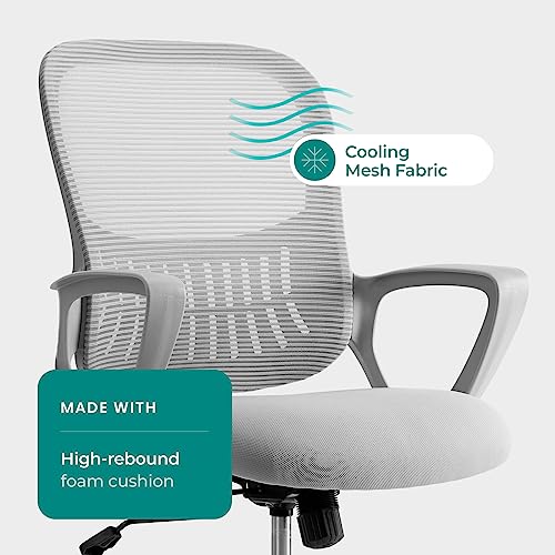Grey Mesh Ergonomic Office Chair with Lumbar Support and Adjustable Height
