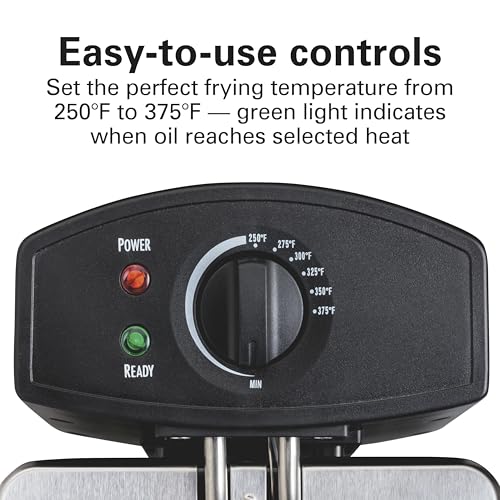 Hamilton Beach Family-Size 3L Electric Deep Fryer with Basket, Stainless Steel