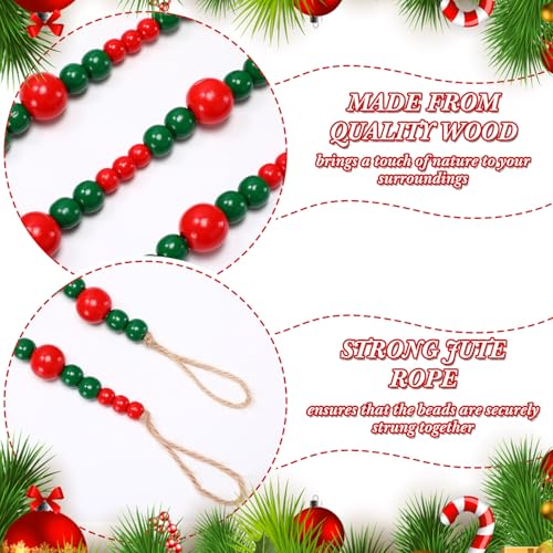 Zeyune 1 Piece Christmas Beads Garland 66 Feet Red & Green Rustic Decor