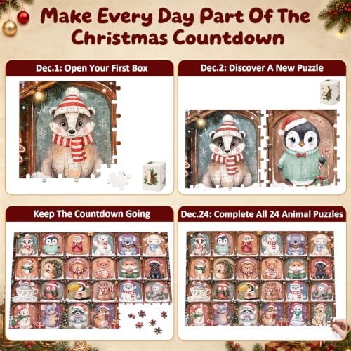 Animal Puzzle Advent Calendar 2026 - 1008-Piece Christmas Jigsaw