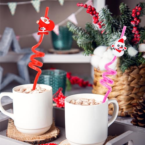 24Pieces Christmas Drinking Straws Party Favors for Kids, Reusable
