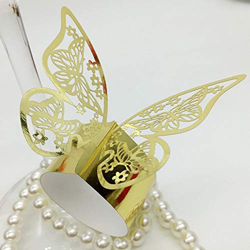 Acfun Gold 50pcs 3D Butterfly Paper Napkin Rings Wedding Party Decor