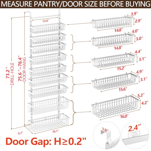 POKIPO 9 Tier Over The Door Pantry Organizer, 2 in 1 Wall Mount or