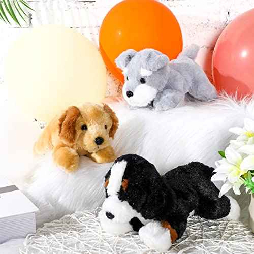 Skylety 3 Pcs 7.87 Inches Plush Dog Pillow Toy Set - Fluffy Puppy Soft Toys for Christmas, Girls, Baby, Kids, Party Favor, Birthday, Home Decor (Mountain Dog, Schnauzer, Labrador)