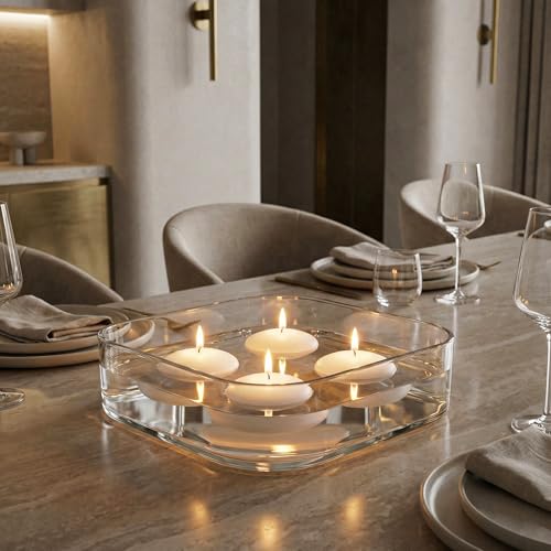 Floating Candles 3 Inch White Pack of 36 Unscented Wax Discs - Long Burn Time