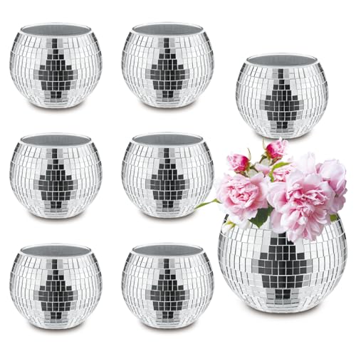 Silver Disco Ball Vase Set of 8 - 3x4 Inch Party & Wedding Decor