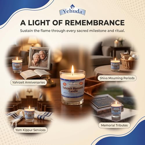 Yahrzeit Memorial Candle Glass Tumbler 24 Pack - 24-26 Hour Emergency & Ritual Candles