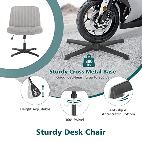 OLIXIS Dark Grey Cross Legged Vanity Chair with Adjustable Height & Swivel