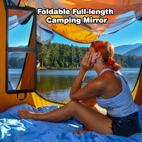 LPHUMEX Black Foldable Full Length Travel Mirror 33” Shatterproof for Dancing & Camping