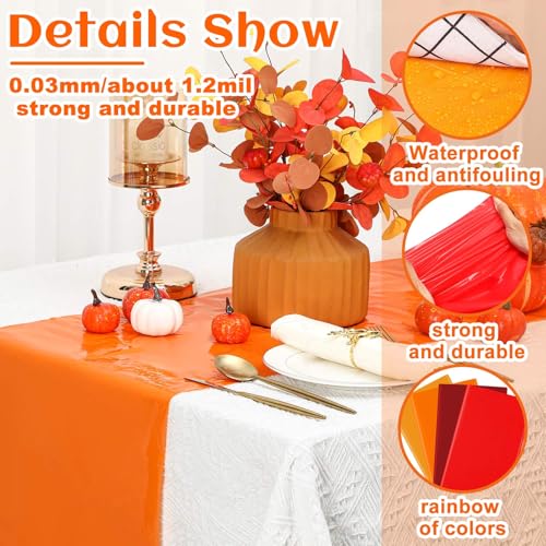 Panelee Fall & Thanksgiving Disposable Table Runners, 12 Pack, 14 x 108 in (4 Colors)