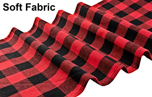 Red & Black Buffalo Check Table Runners - 4 Pack, 72x12 Inches for Holiday & Party Decor