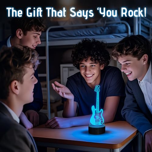 Guitar Gifts, Bass Guitars Night Light, Music Lamp with 16 Colors Changing & Timer & Dimmer, Gifts for Birthday, Xmas, Graduation, Back to School for Men, Boys, Teachers, Guitar Player