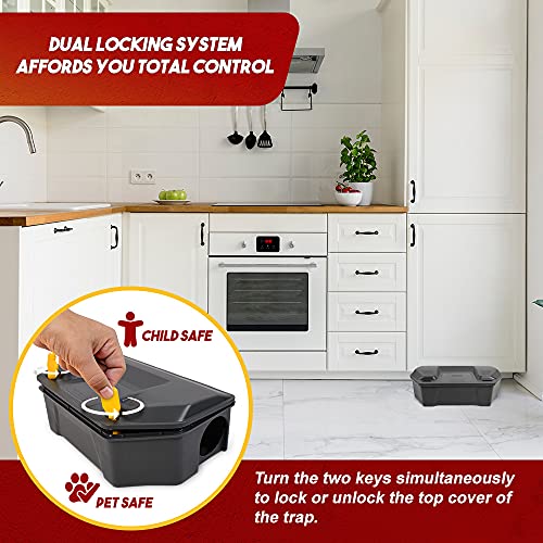 Outdoor Rodent Bait Station with Lock & Key - Weather-Resistant, Tamper-Proof 2 Pack