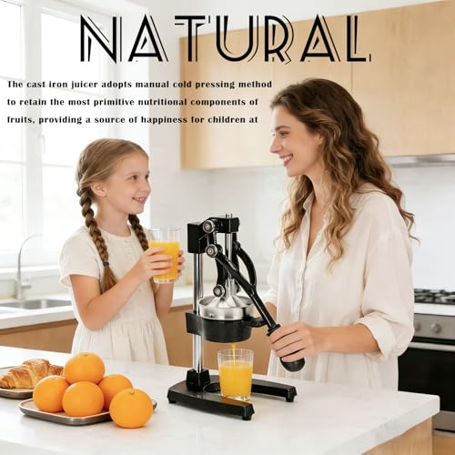Cast Iron Hand Juicer - Heavy Duty Orange & Fruit Press - Black Variation