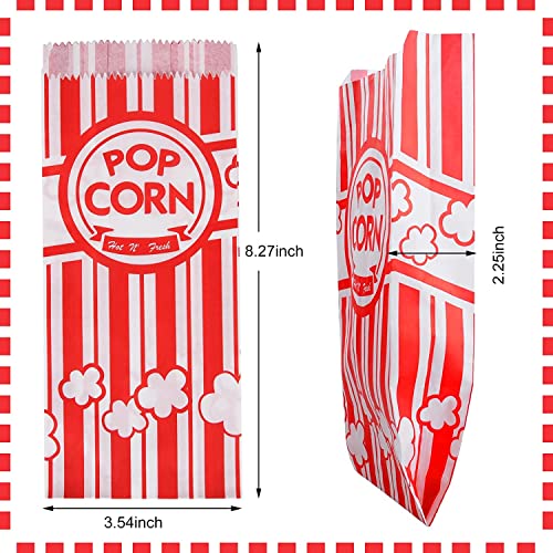 1000 Pieces Paper Popcorn Bags - 1 Oz Individual Servings for Party & Carnival - Red & White Striped - Bulk Snack Bags