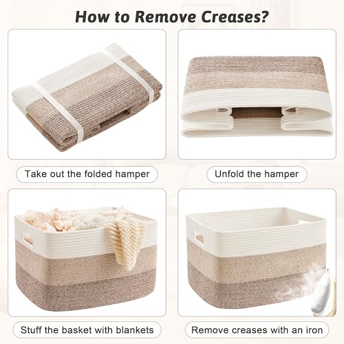 Artfeel Rectangle Woven Storage Basket - Brown 100L Laundry Toy Blanket Organizer